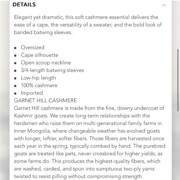 Garnet Hill Cashmere Batwing Cape Slouchy Sweater Small - Picture 10 of 11